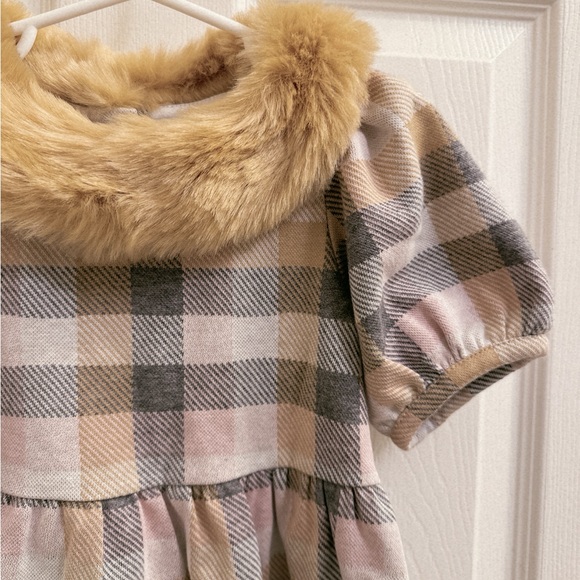 Janie and jack Tartan Faux Fur Collared Dress - Picture 2 of 2